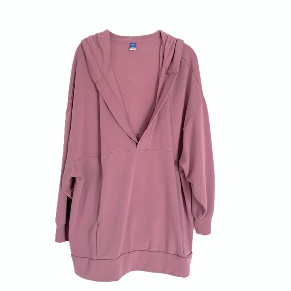 Old Navy ROSEBLOOM Pink Mauve 2X Oversized Live-In French-Terry Tunic Hoodie - Picture 3 of 11
